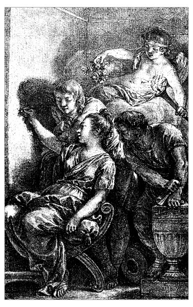 古典场景：女子绘画的古董插画图片下载