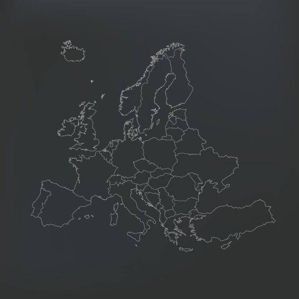 欧洲地图与国家在阴暗的背景图片下载
