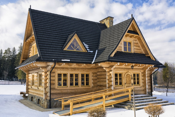 冬天的乡村小木屋图片下载