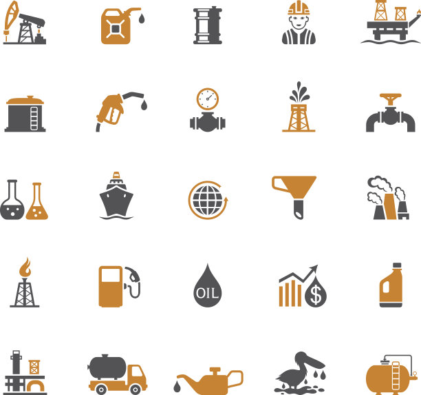 石油和汽油工业图标集图片下载