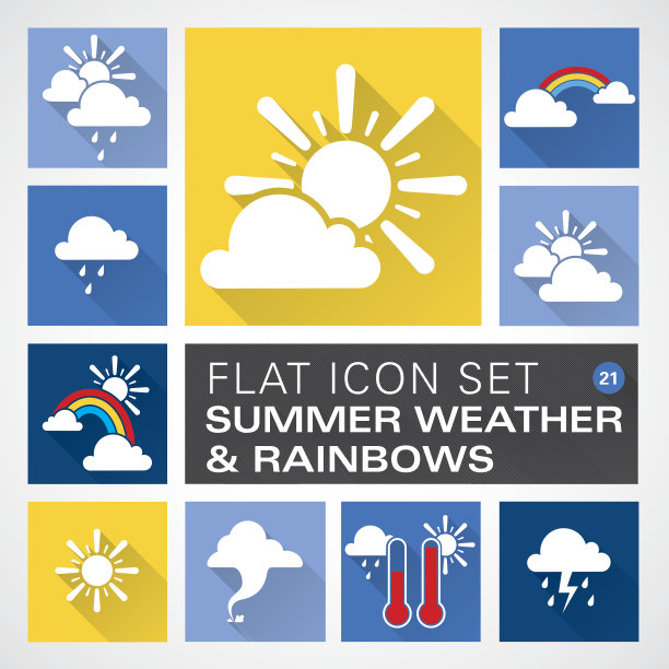 Flat21图标-夏季天气和彩虹图片下载