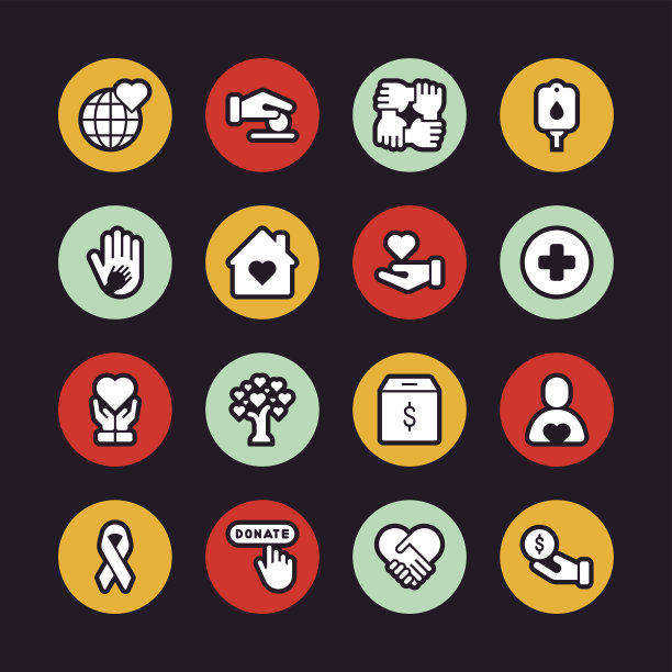 慈善图标-常规轮廓-圆图片下载