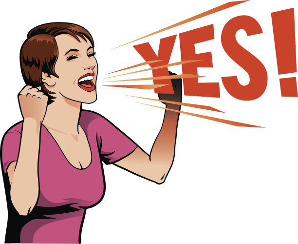 年轻女子尖叫:是的图片下载