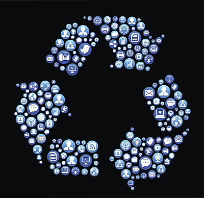 回收免版税向量社交网络和互联网图标集图片下载