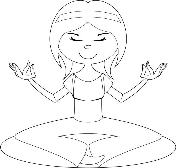 卡通瑜伽女孩轮廓图片下载