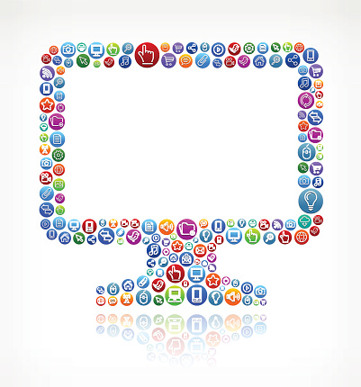 计算机上的社交网络和互联网颜色按钮图片下载