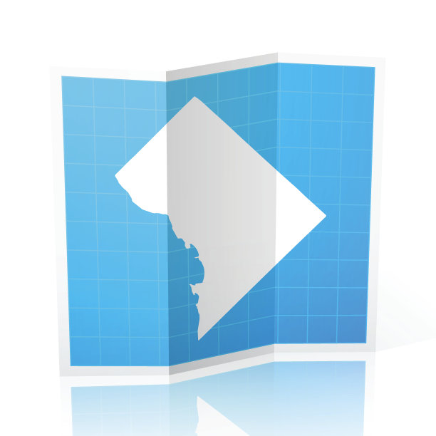 哥伦比亚区地图折叠，孤立在白色背景图片下载