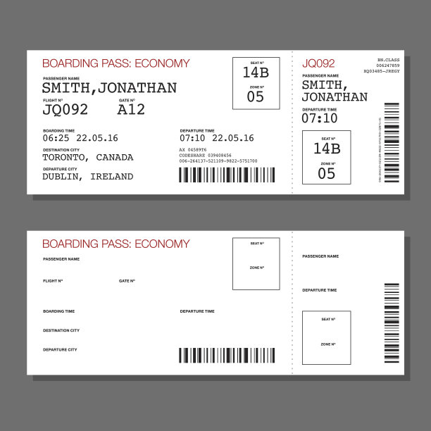 空白机场登机牌模板图片下载