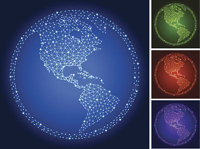 三角形电路板颜色集上的地球仪图片下载