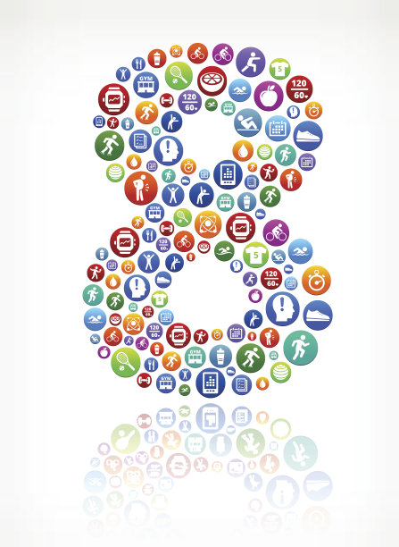 八健康和饮食矢量按钮模式图片下载