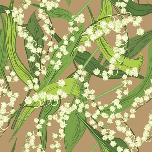 复古风铃兰植物无缝图案图片下载