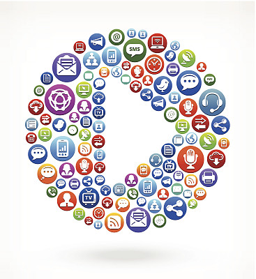 播放按钮免版税矢量社交网络和互联网图标设置图片下载