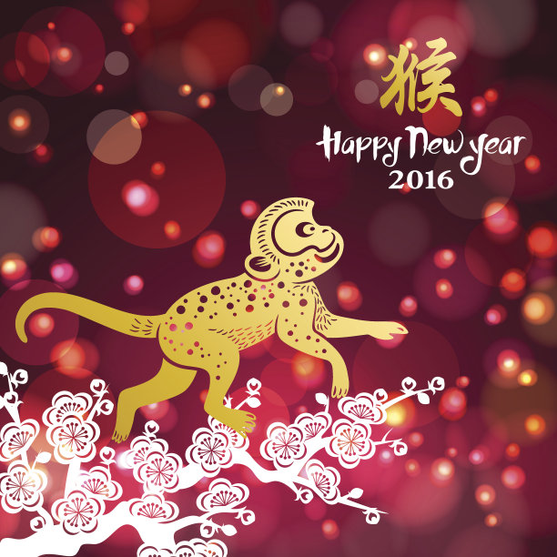 中国桃花树与猴子图片下载