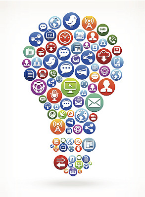 灯泡免版税向量社会网络和互联网图标集图片下载