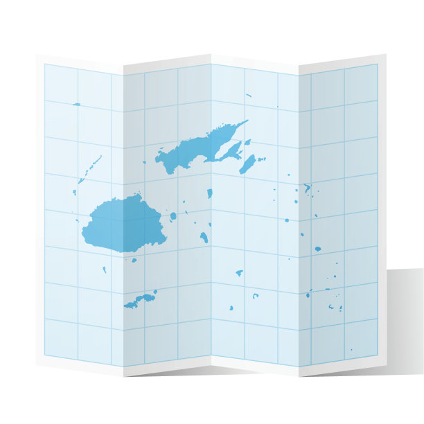 斐济地图折叠，孤立的白色背景图片下载