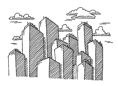 摩天大楼城市景观建筑绘图图片下载