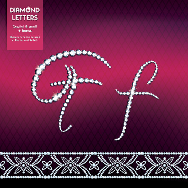 F菱形大写和小写字母，斜体字母图片下载