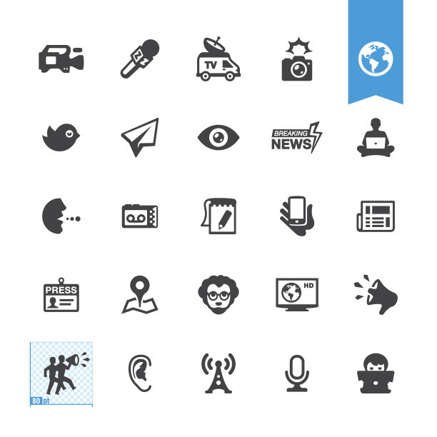 与新闻媒体相关的矢量图标图片下载