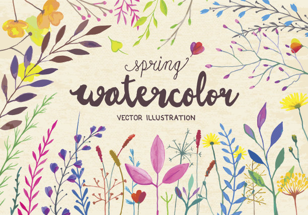 春天水彩素材图片