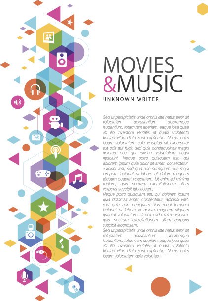 电影和音乐的多媒体设计图片下载
