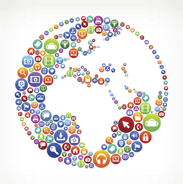 世界技术互联网和网络媒体图标模式图片下载