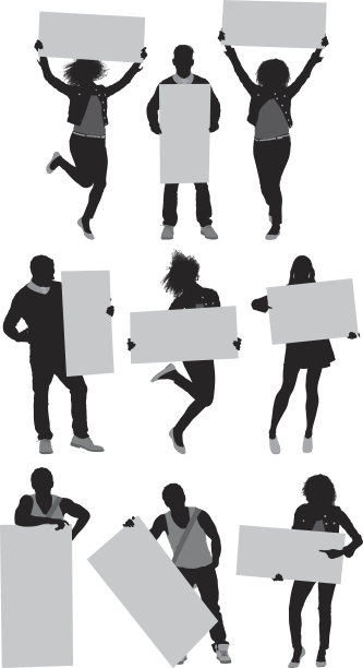 人们用标语牌行动起来图片下载
