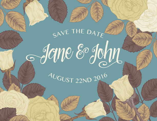 植物玫瑰保存日期卡图片下载