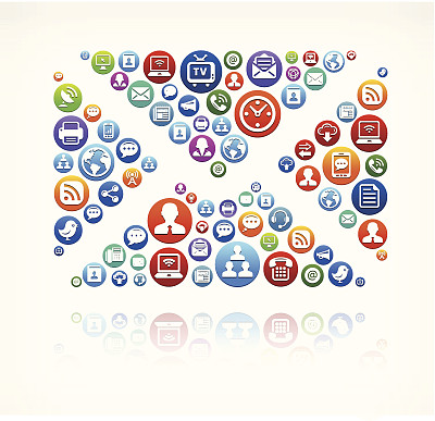 字母免版税矢量社交网络和互联网图标集图片下载