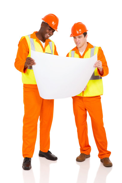 年轻的承包商持有蓝图图片下载