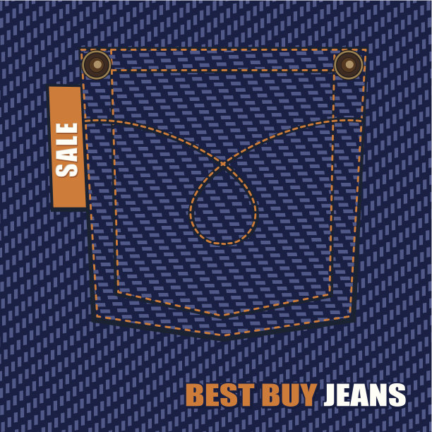 牛仔裤口袋里有关于销售的信息。图片下载