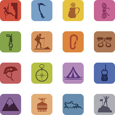 彩色攀登图标集图片下载