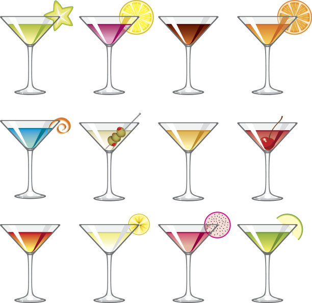 马提尼玻璃图标集图片下载