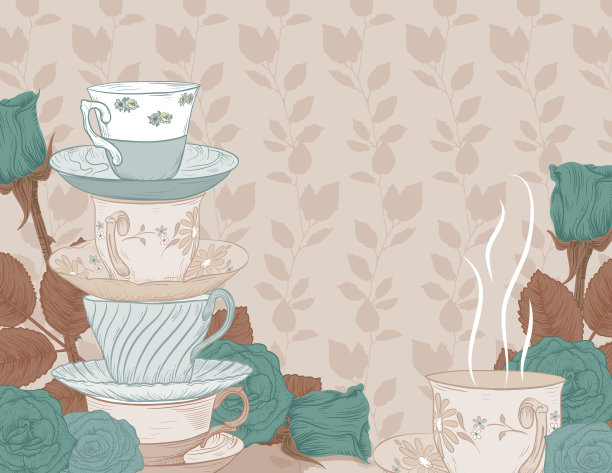 植物玫瑰茶党模板图片下载