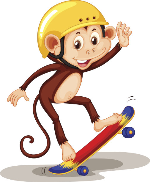 猴子在玩滑板图片下载