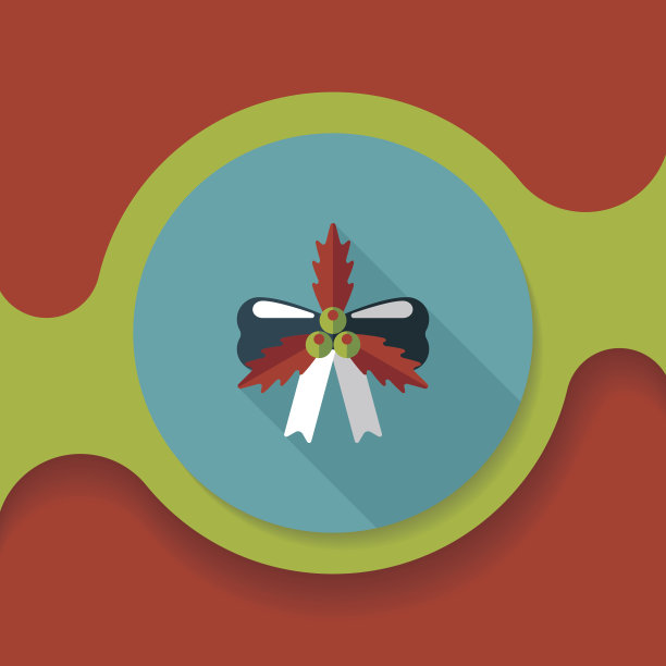 圣诞丝带与长影子扁平图标，eps10图片下载