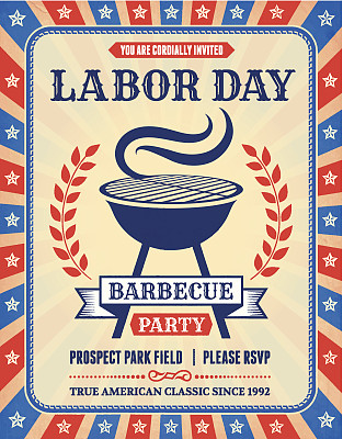 垃圾劳动节烧烤派对横幅图片下载