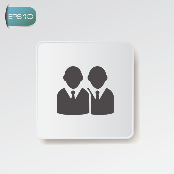 人力资源符号白色按钮，向量图片下载