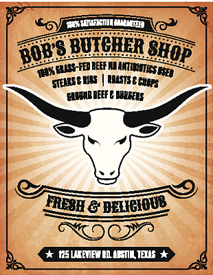 屠夫商店上的版税免费矢量背景海报图片下载