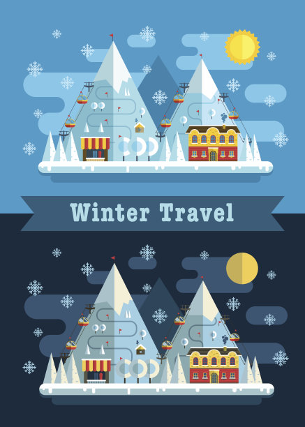 冬季旅游公寓度假景观海报图片下载