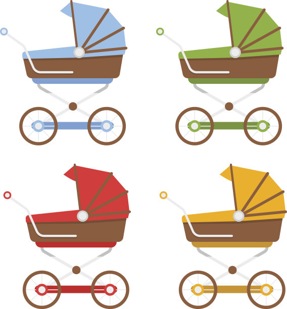 婴儿手推车。平面矢量插图为您的设计。图片下载