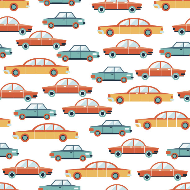 可爱的彩色汽车无缝背景图案图片下载