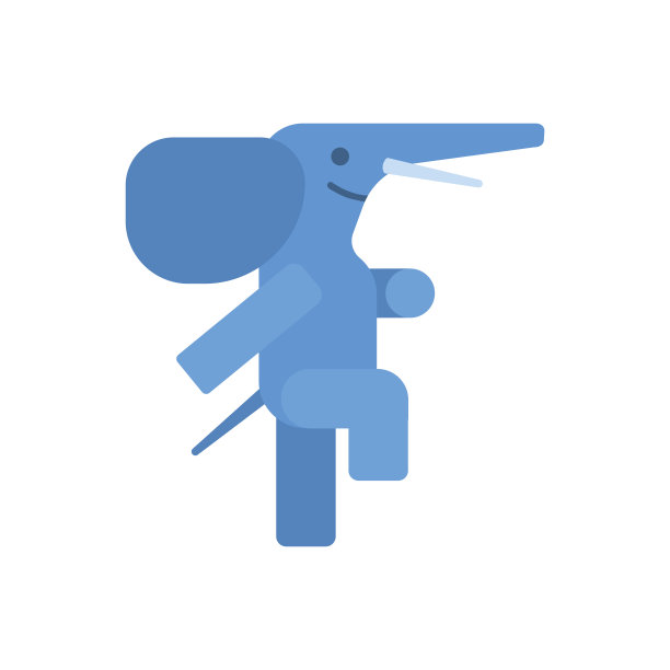 行进中的大象孤立地站在白色的背景上。向量并图片下载