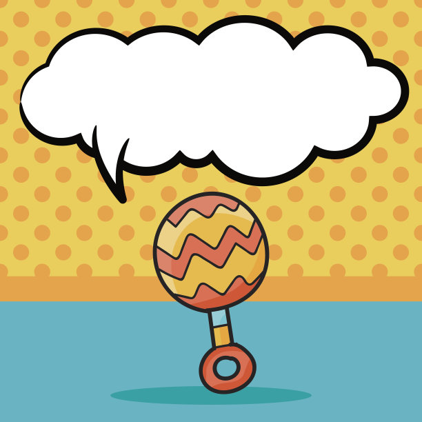 玩具拨浪鼓，涂鸦，演讲泡泡图片下载