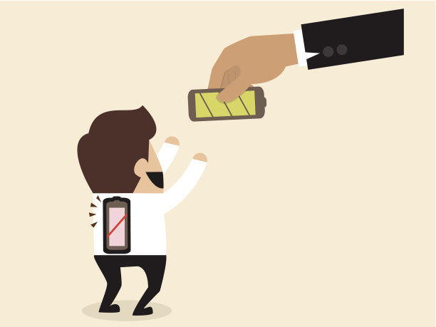 商人给了一个新的电池来替换空的图片下载