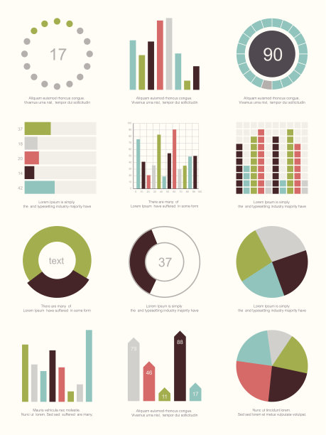 一组信息图表元素图片下载