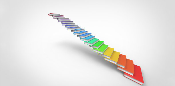 彩虹raw 3D彩色楼梯由书籍制成图片下载