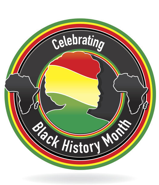 黑人历史月的标志设计与侧面的人图片下载