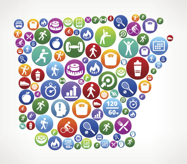 阿肯色州健康和饮食矢量按钮模式图片下载