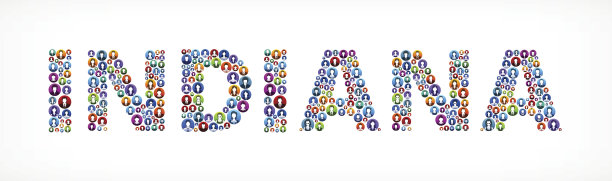 印第安纳州人物面部矢量按钮图片下载