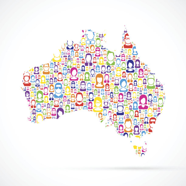 带有人物的澳大利亚地图图片下载